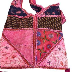 Vintage Colorful Patchwork Tote Bag‎